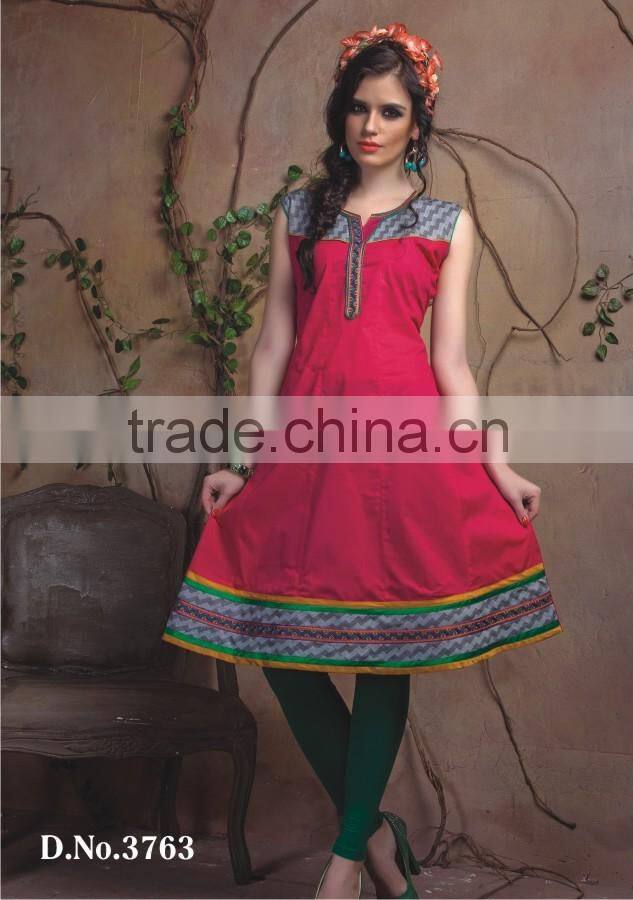 Indian Hand Block Printed Top Kurti Dress Ladies Women Kurta Blouse Shirt