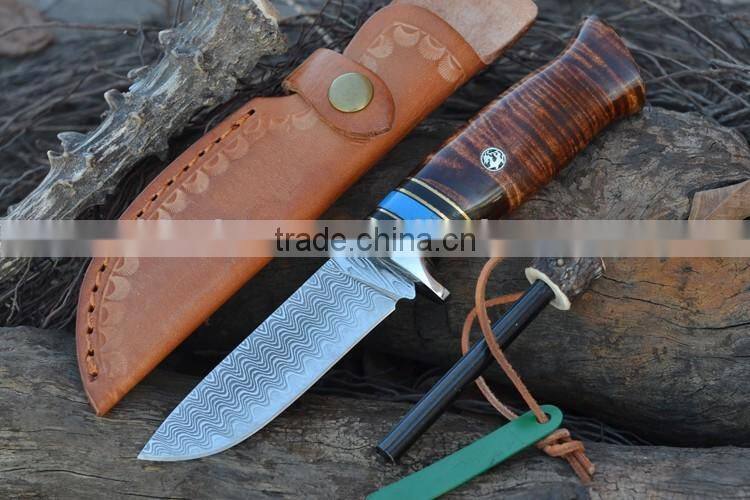 fixed blade outdoor hunting knife with bone handle, military pocket knife