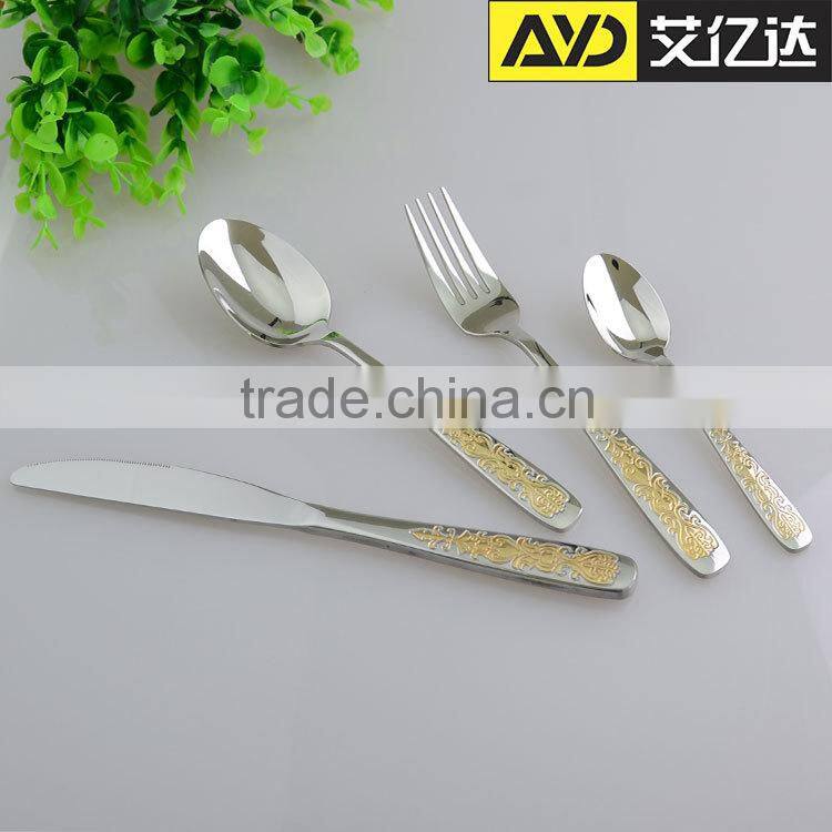 Factory price! wholesale tableware restaurant cutlery silver and gold