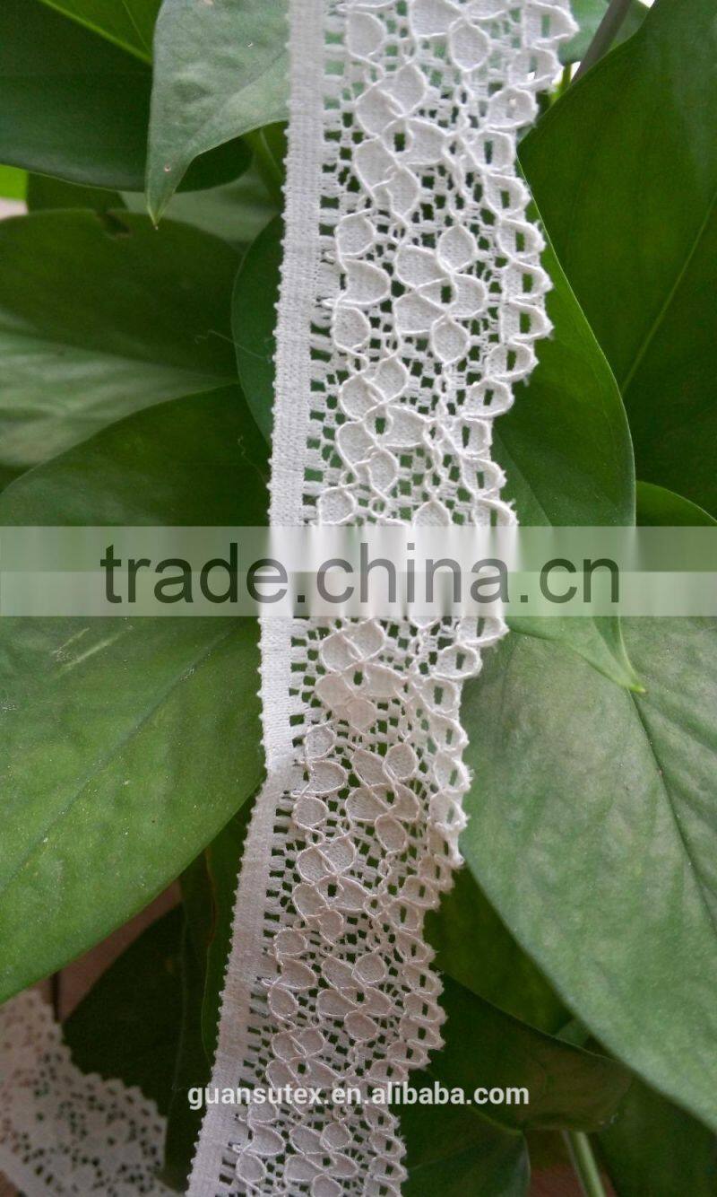Best Price African French George White Lace Trimming, Polyester Elastic Fashion Trim Lace For Dresses