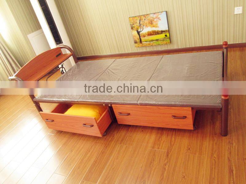Single Metal Bed with wood Drawers