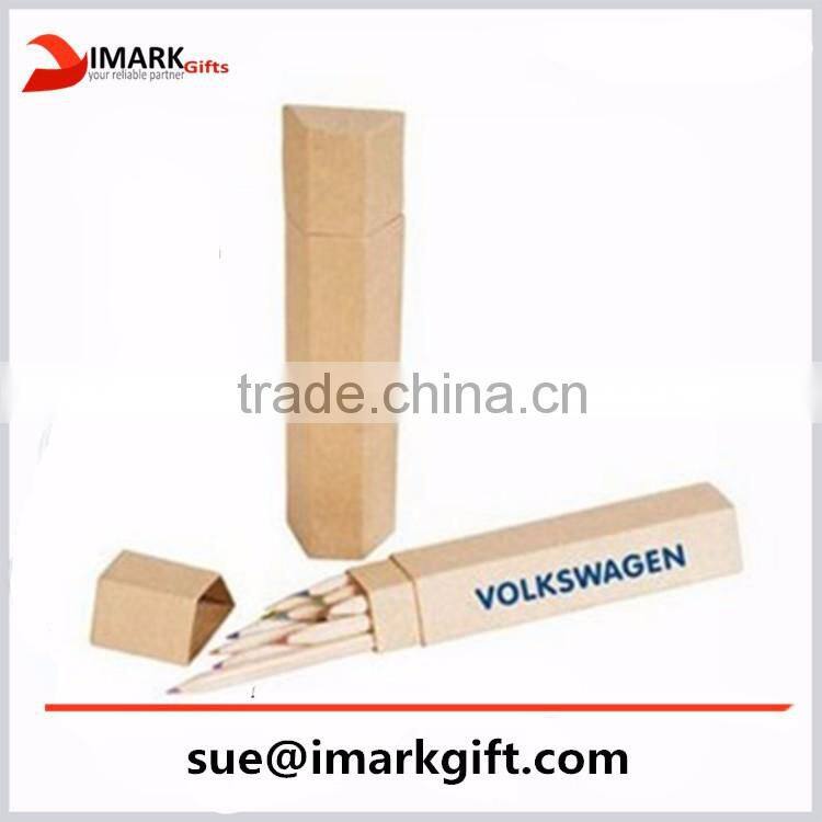 promotional color pencil set with custom logo paper tube