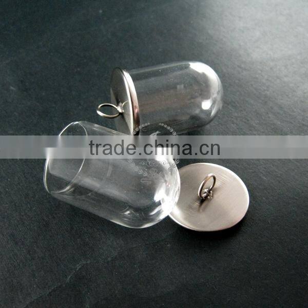 25x35mm antiqued silver plated cover glass tube bottle dome pendant charm settings jewelry findings supplies 1830043