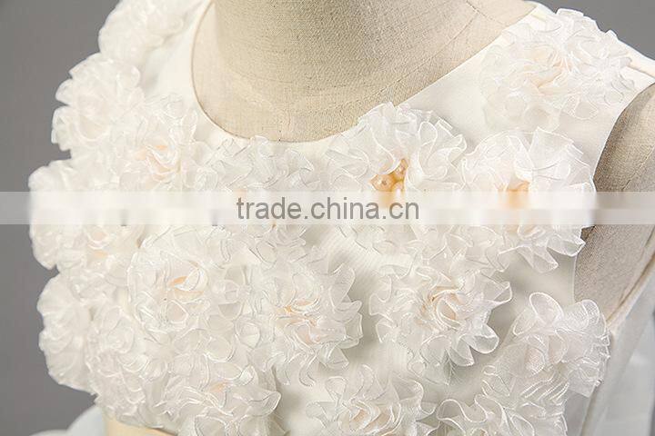 Top Quality Chic Rosette Flower Girl Dress Satin Girl Evening Dresses Fashion Children Pageant Party Dress Wedding Pettidress