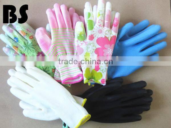 BSSAFETY high stretchable antistatic nylon pu palm coating gloves arc-welder's gloves