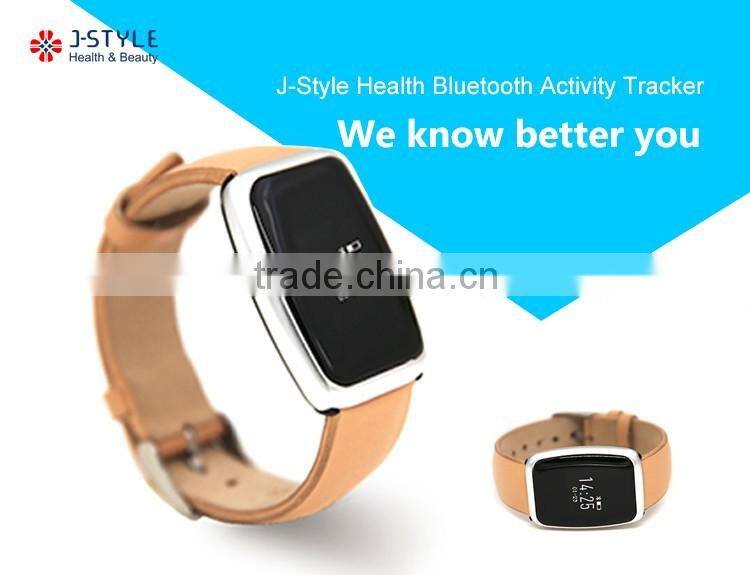J-style wearable band Smart Bluetooth fitness tracker with Real -Leather band optional