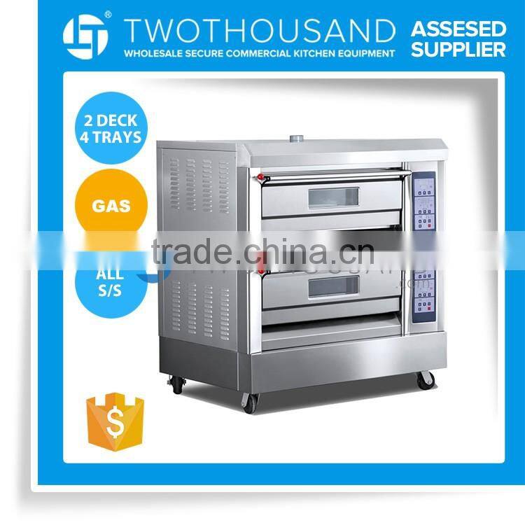 Gas Oven for Bread- 2 Deck 4 Trays, All S/S, Pan 40*60 cm, TT-O38D