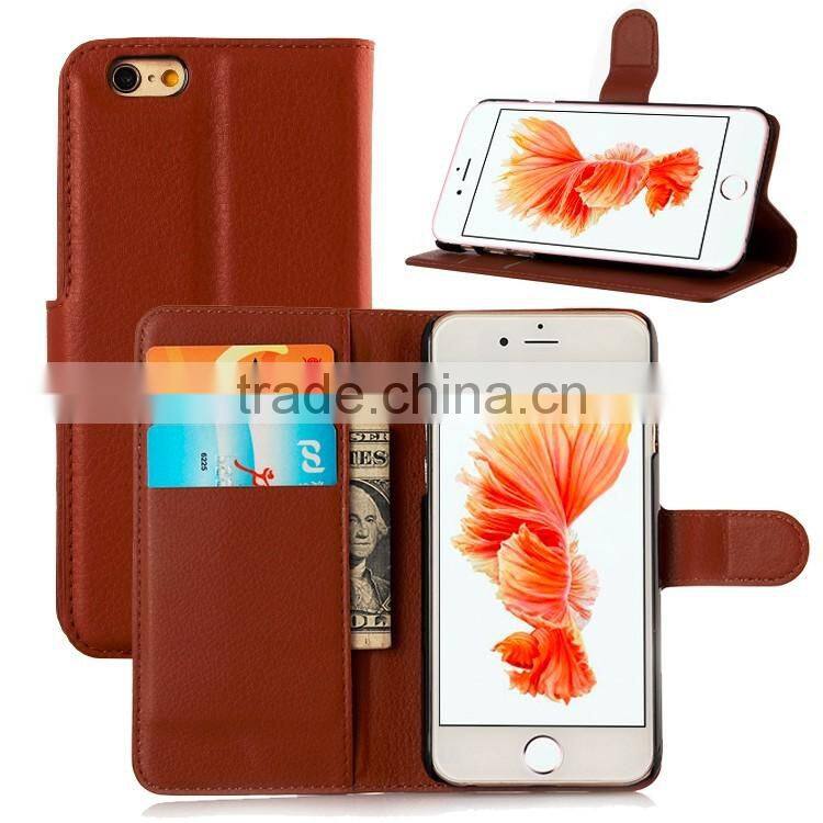 LITCHI TEXTURE Soft Wallet LEATHER Case Stand PU Leather Case For IPHONE 6/6S PLUS FLIP LEATHER BUSINESS MUTIFUNCTIONAL CASE