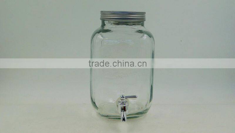 3L Clear Glass Beverage Dispenser Water fruit juice Jar with tap