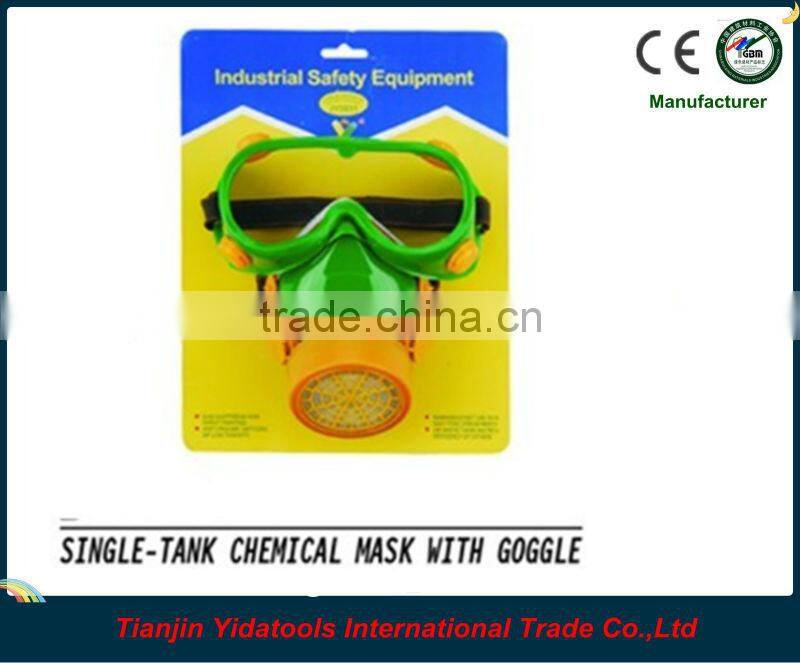 Single tank chemical mask with goggle