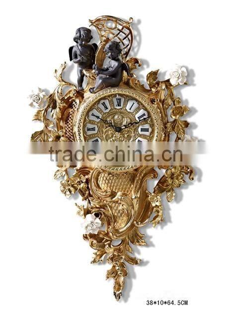 Fancy Art Painting Wall Clock For Home Decoration, Retro Classic Wooden Hanging Wall Clock