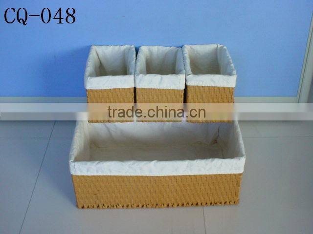 Hotsale multifunctional woven water hyacinth storage basket with spacer with cutting handle