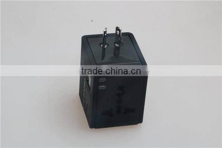 All in One World Wide Universal AC Adapter Travel Wall Adapter (US / UK / EU / AU) with Dual USB Ports of 2100MA