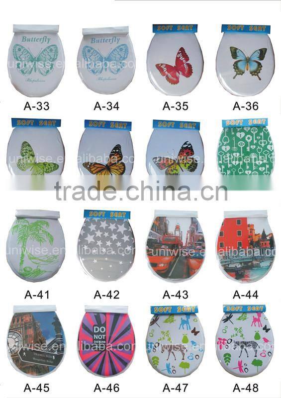 Embroidered PVC SOFT Toilet Seat cover for Adult, 17"/19" embroidered PVC soft toilet seat, embroidered pvc soft seat