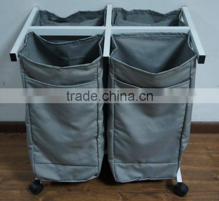 Store More 2 Bag Rolling Laundry Sorter Heavy-duty Laundry Hamper Cart