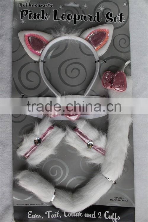 party catwoman cosplay sexy cat ear headband Cuffs Collar Tail set