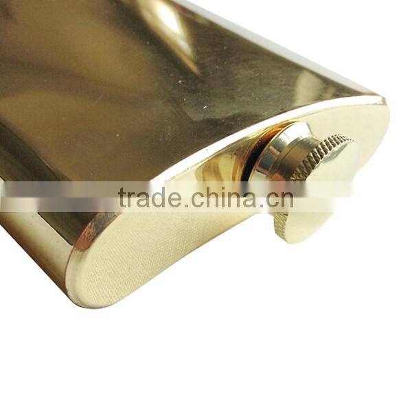 Gold plated stainless steel hip flask