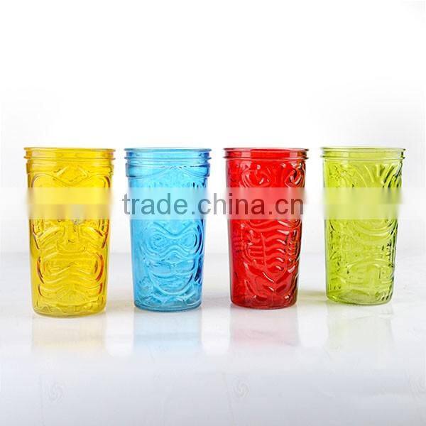 4colorful glass machine made wall etched mason jars or storage jars