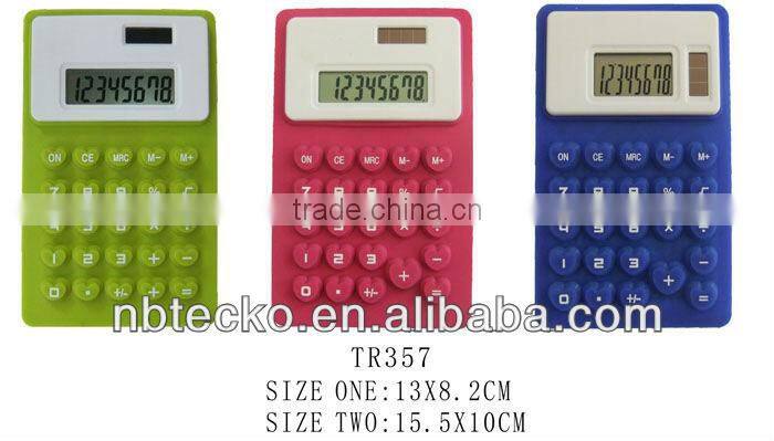 Good selling 8 digits solar and battery silicone calculator