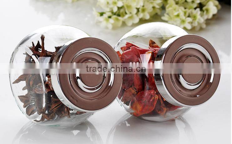 kitchen clear round glass spice jar/storage