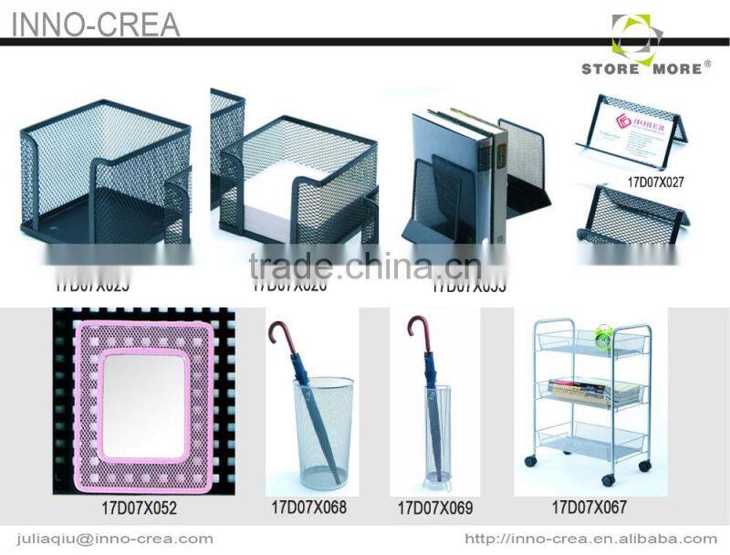 3 Tiers Metal Mesh Document Stationery Cart With 4 Wheels