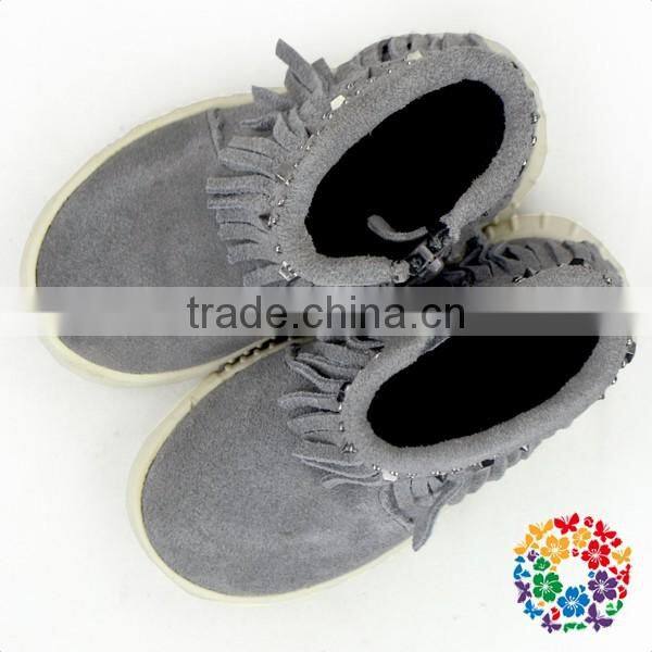 fancy grey suede tassel baby winter walking boots