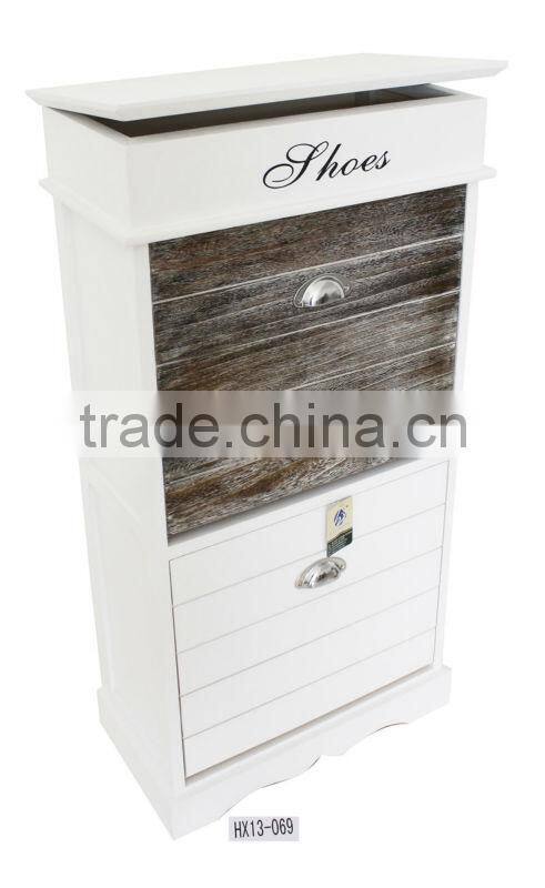 Hallway 2 drawer white wooden shoe cabinet