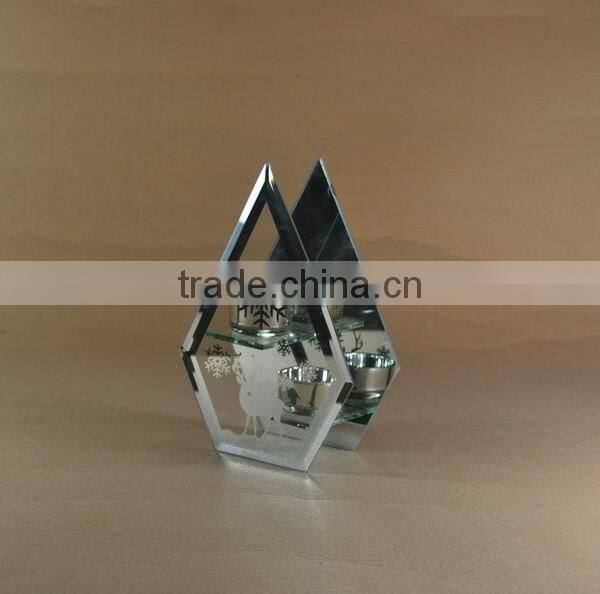 Cheap clear wedding decorative ribbed glass candle holder