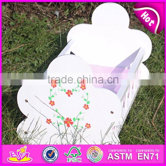 Natural handmade wooden baby doll bed for sale WJ278012A