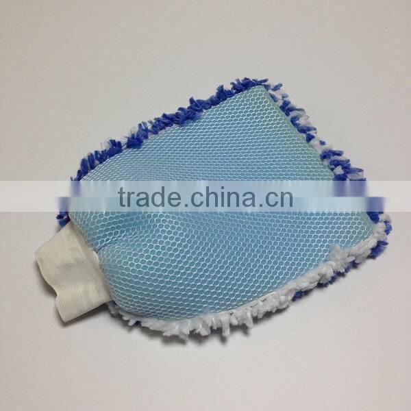 knitting wool polyester mesh car washing sponge mitt