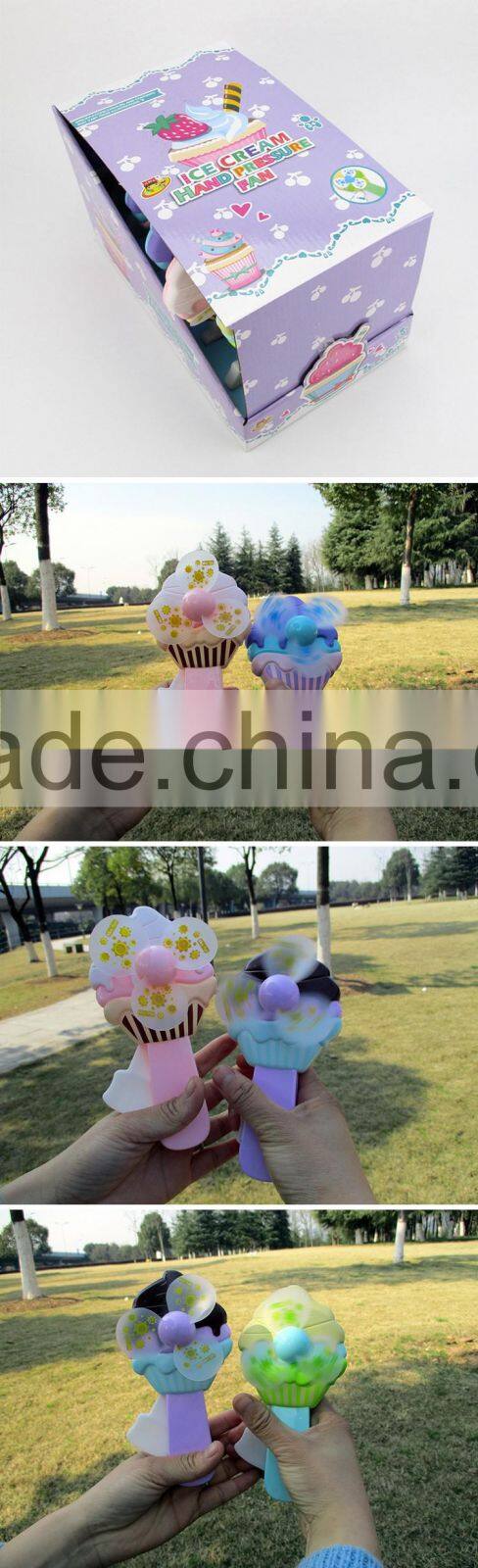 hot selling plastic ice cream hand pressure fan mini fan for kids