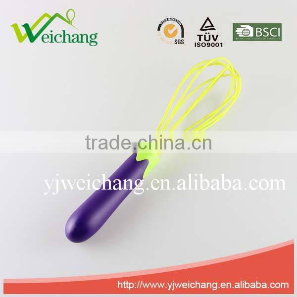 WCJ496 New design Eggplant handle Egg whisk Silicone Wire Whisk, Egg Frother, Milk & Egg Beater Blender 10" hot sales