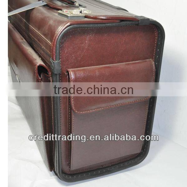 leather pilot trolley case