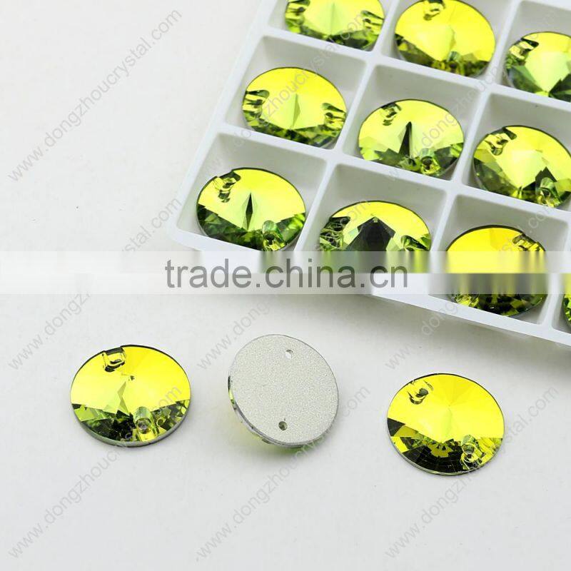 HOT SELL! k5 high quality crystals! Flat back with 2 holes round sewing on rhinestones