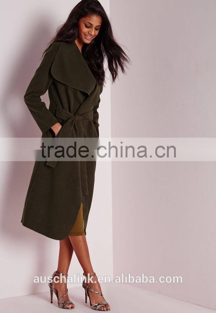 best selling custom lady khaki waterfall coat wholesale