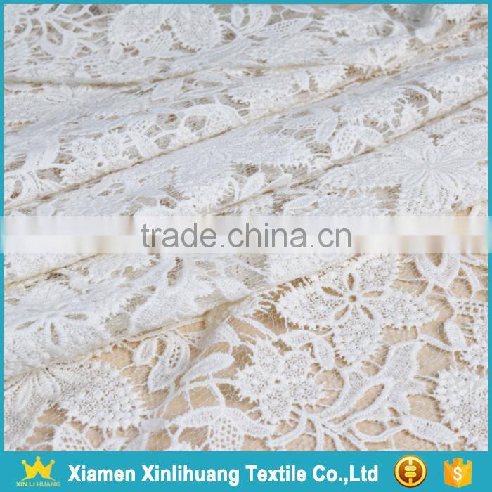 High Quality White 100 Cotton Embroidery Guipure Lace Fabric for Clothing