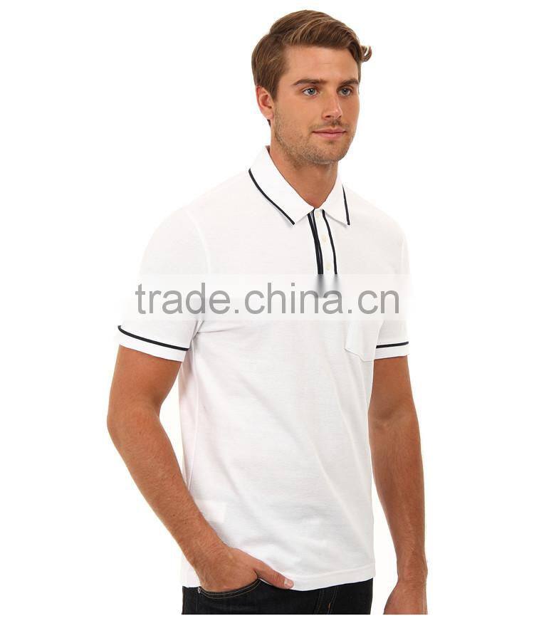 Fashion shorts mens cut sew polo shirts plain white