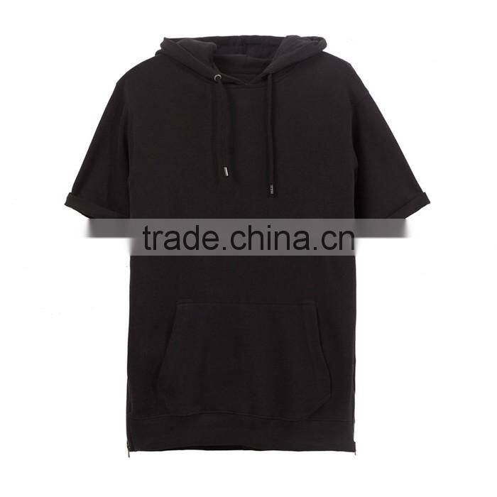 Super quality short sleeve black plain japanese cotton hoodies