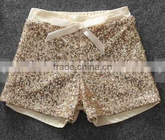 Gold sequins baby shorts childrens boutique clothing girls shorts china wholesale