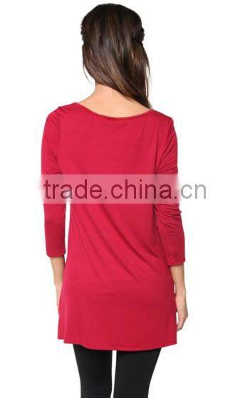 Online Shopping China Clothes Long Flowy Elbow Sleeve Jersey Tunic For Women