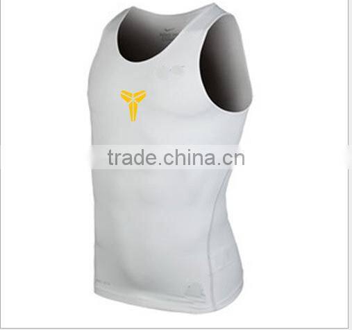 2016 hot sale mens sports vest gym vest dry fit and slimfit H Vest for muscle men with good quality