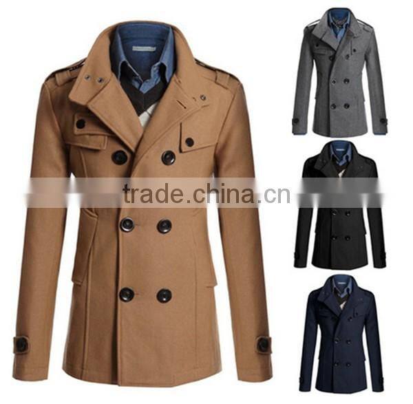 Hot sale 4 colors and 4 size for choice casual European stylish mature men coat woolen