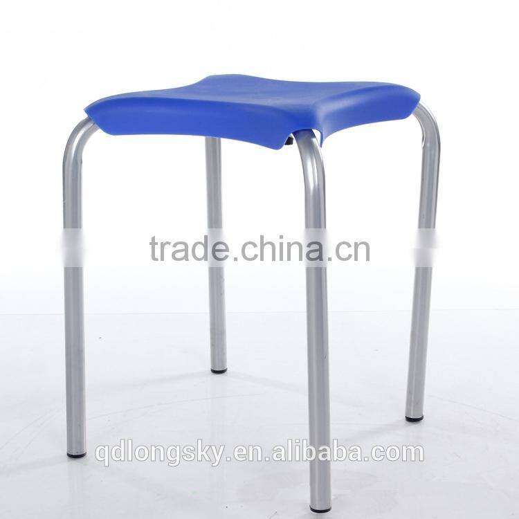 LS-4010 Cheap colorful small plastic square stacking stools with metal legs portable wholesale