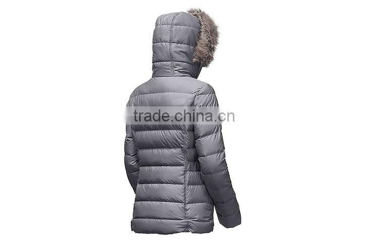 women down & feather winter jacket with fur