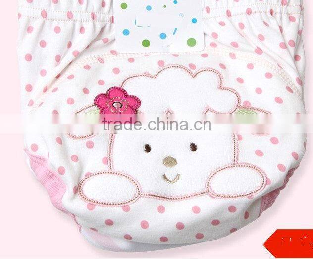 2013 new design embroidery baby girl training pants in high quality