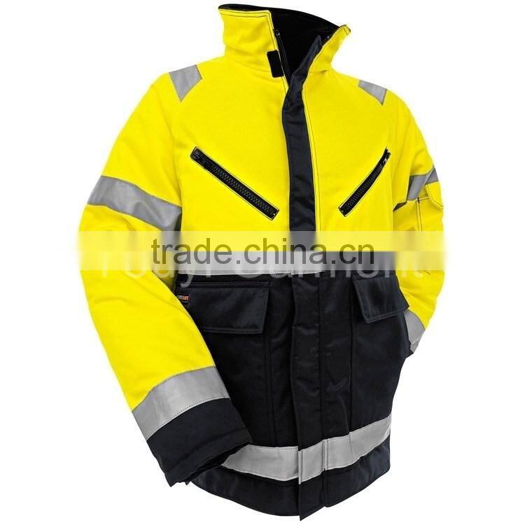 HI-VI YELLOW SAFETY RAIN JACKET FOR WORKER