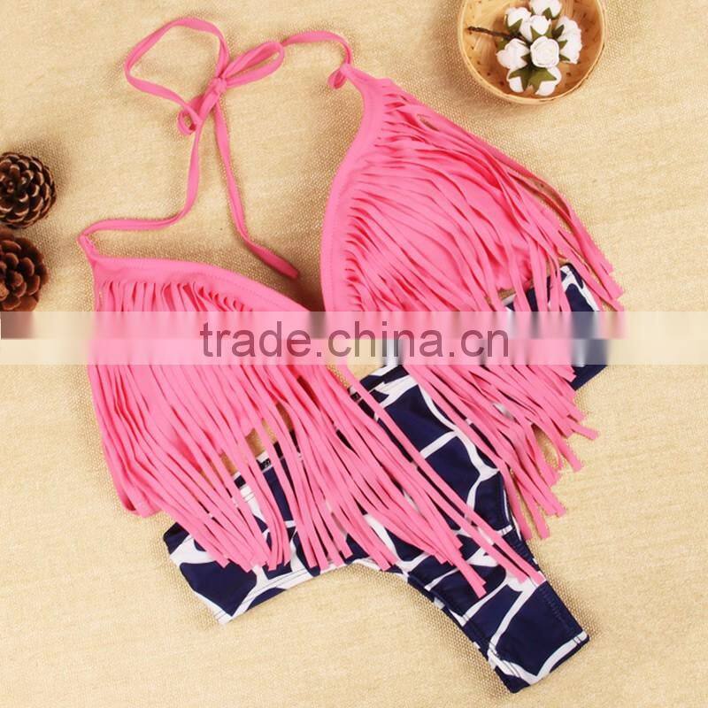 Polyester Bikini different size for choice & padded blue girls swimwear 59377