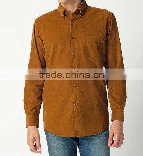 men's 100% cotton long sleeve button down corduroy casual shirt