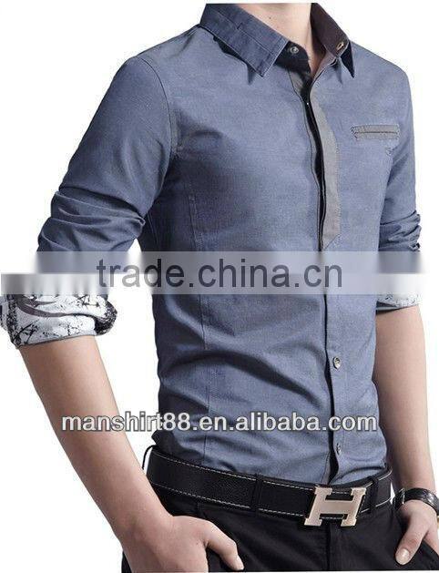 2016 European American Slim fit style 100%Cotton Denim dress Shirt for men