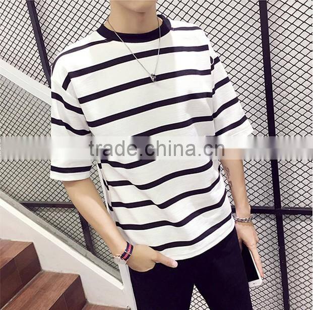 Stripe loose man short sleeve T-shirt